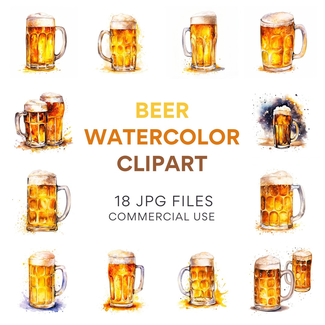 Beer Clipart Pack, Watercolor Pub Images, Digital Download, Alcohol ...