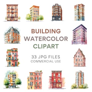 Peut inclure: Un ensemble de 33 illustrations d'aquarelle de différents bâtiments. Les illustrations sont dans une variété de couleurs, y compris le rouge, l'orange, le jaune, le vert, le bleu et le violet. Les bâtiments sont tous de styles différents, y compris moderne, traditionnel et victorien. Les illustrations sont parfaites pour une utilisation dans le scrapbooking, la fabrication de cartes et d'autres projets d'artisanat.