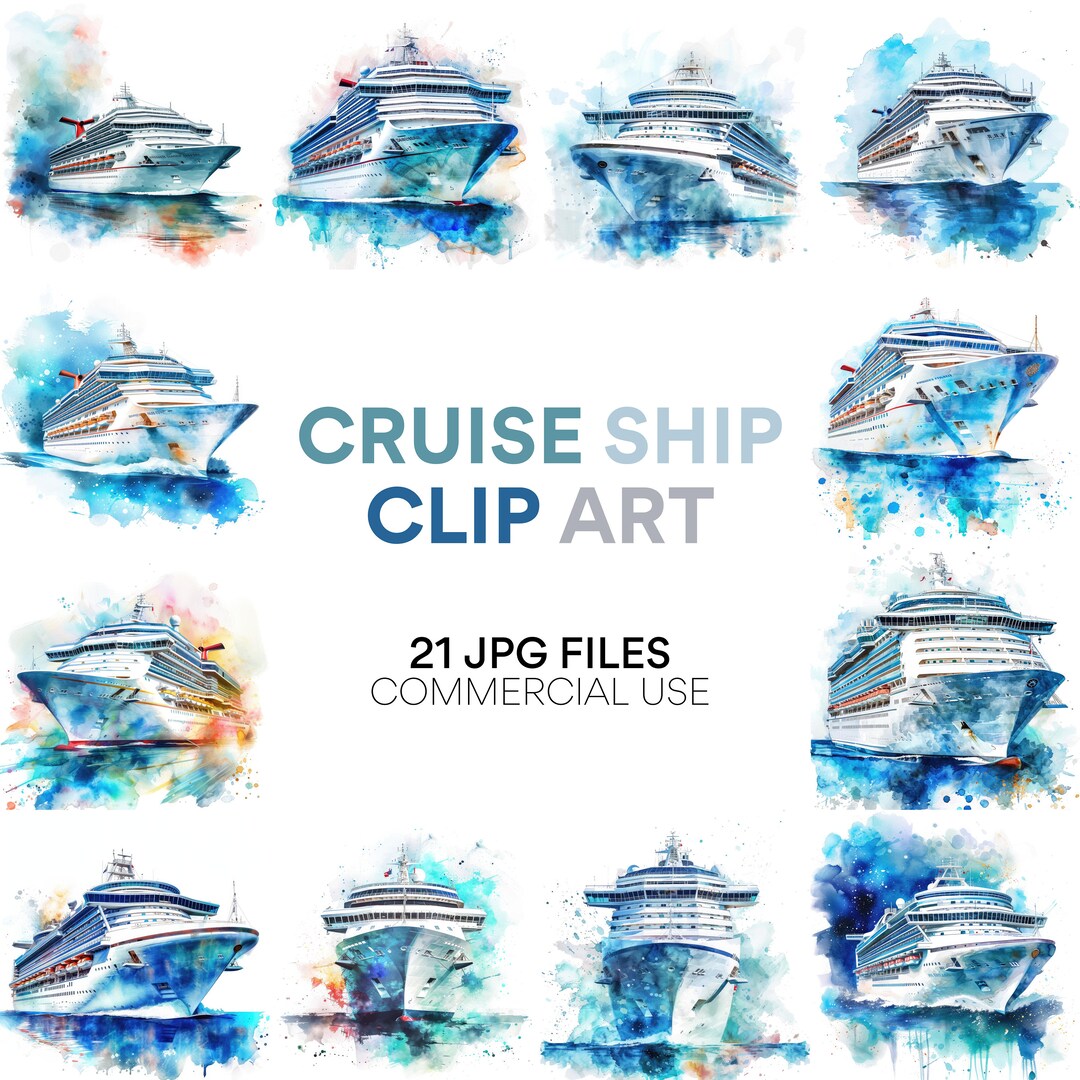 Cruise Ship Clip Art: Printable Cruise Clipart, Digital Download for ...