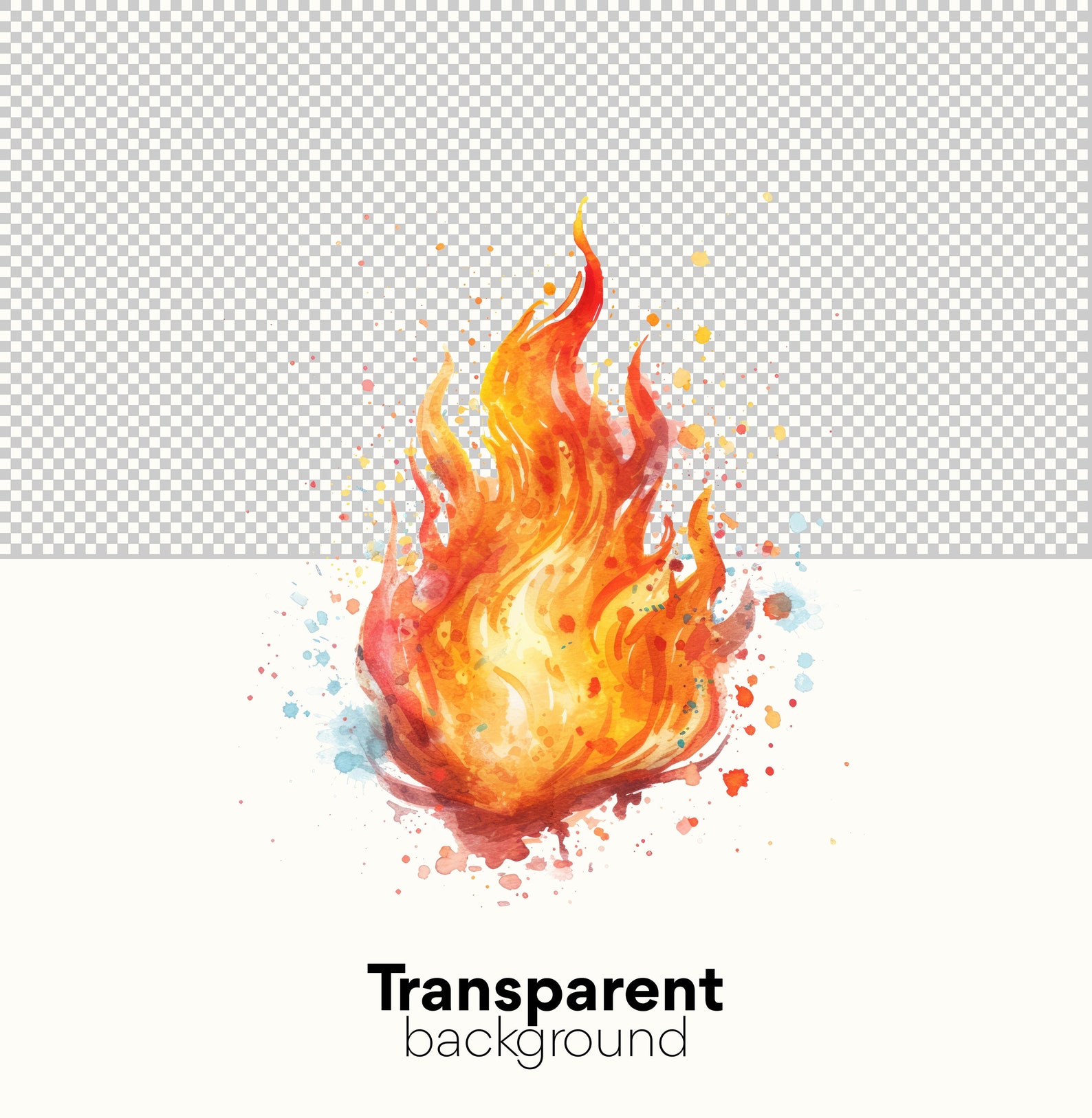 Flame Clipart Fire Overlays, PNG: Campfire Clip Art, Watercolor Fire ...