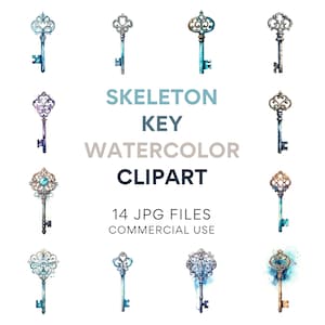 Skeleton Key Clipart - Antique Keys Digital Download, Commercial Use Key Graphics, Gold Clipart JPG