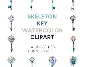 Skeleton Key Clipart - Antique Keys Digital Download, Commercial Use Key Graphics, Gold Clipart JPG