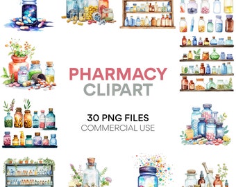Pharmacy Clipart: Pills, Medication, Med Syringe Prescription - Instant Download for Commercial Use! Planner Printable