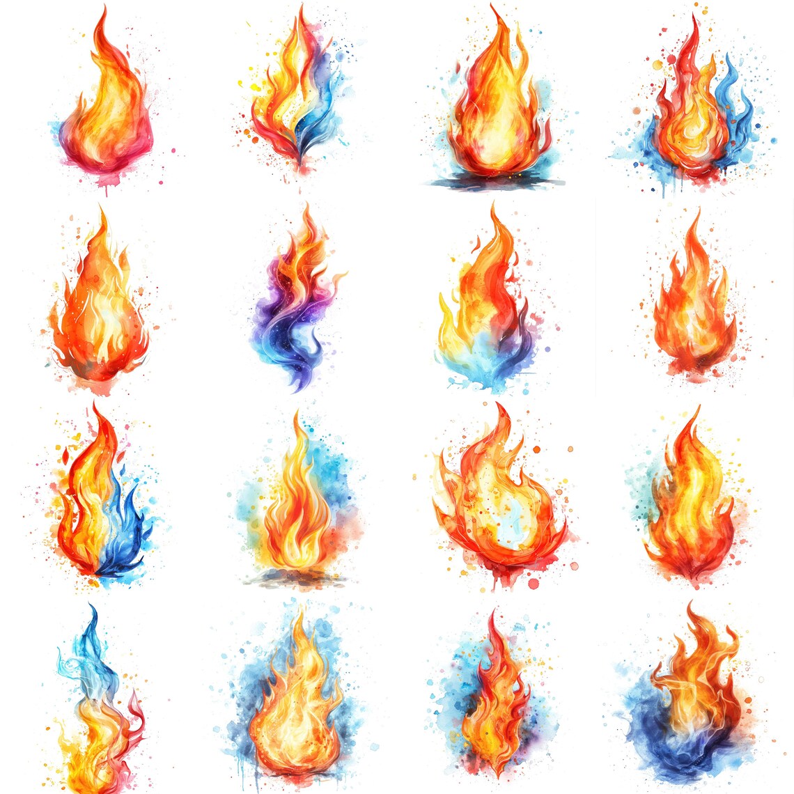 Flame Clipart Fire Overlays, PNG: Campfire Clip Art, Watercolor Fire ...