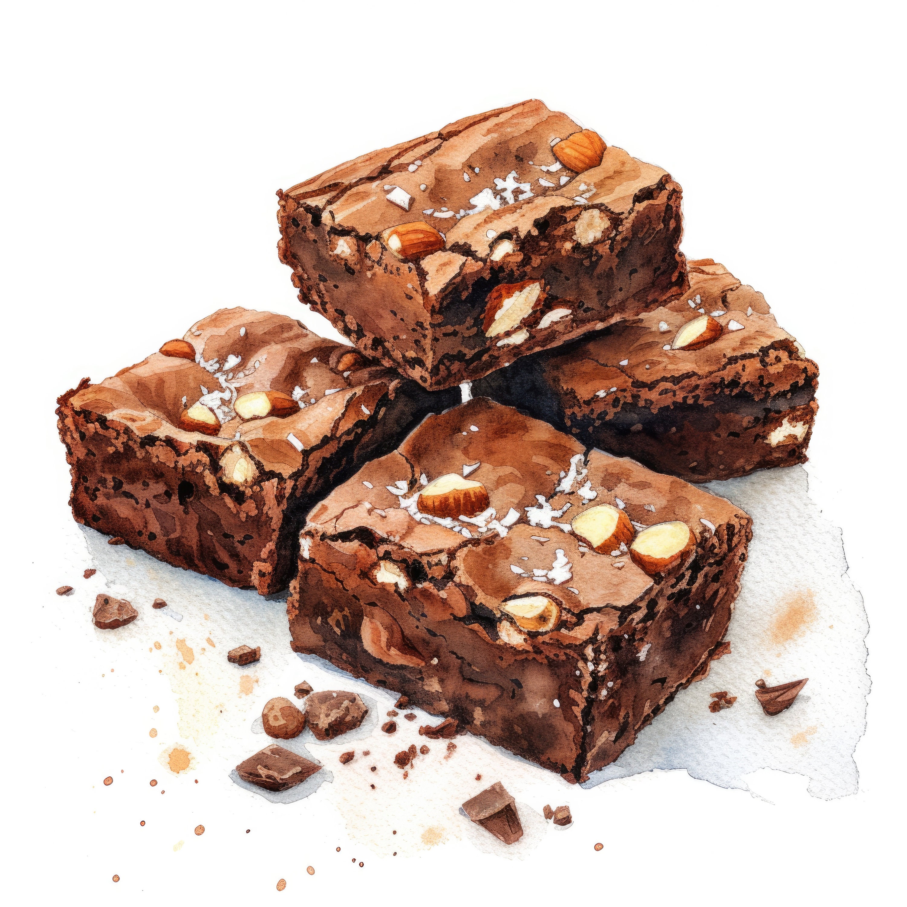 Brownies Clipart: Baking Dessert Art, Watercolor Food Images, Sweet ...