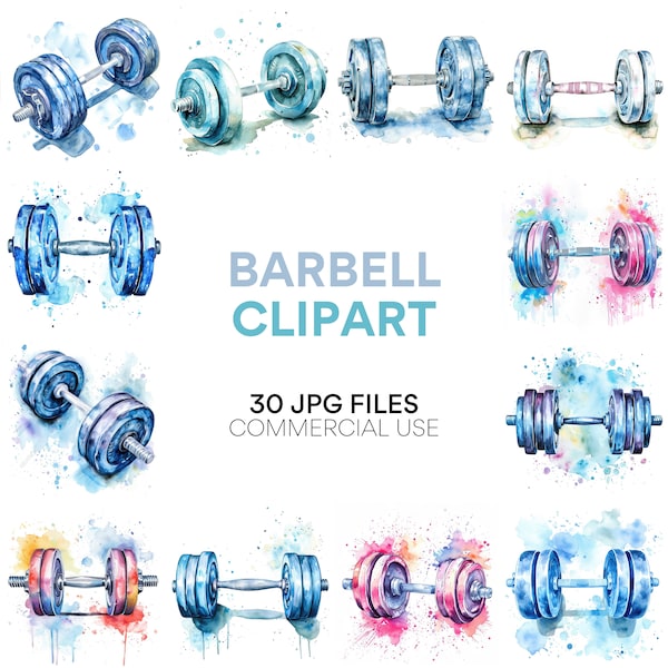 Barbell Clipart: Fitness And CrossFit Inspired, Weightlifting Gym Graphics, Sublimation Digital Download