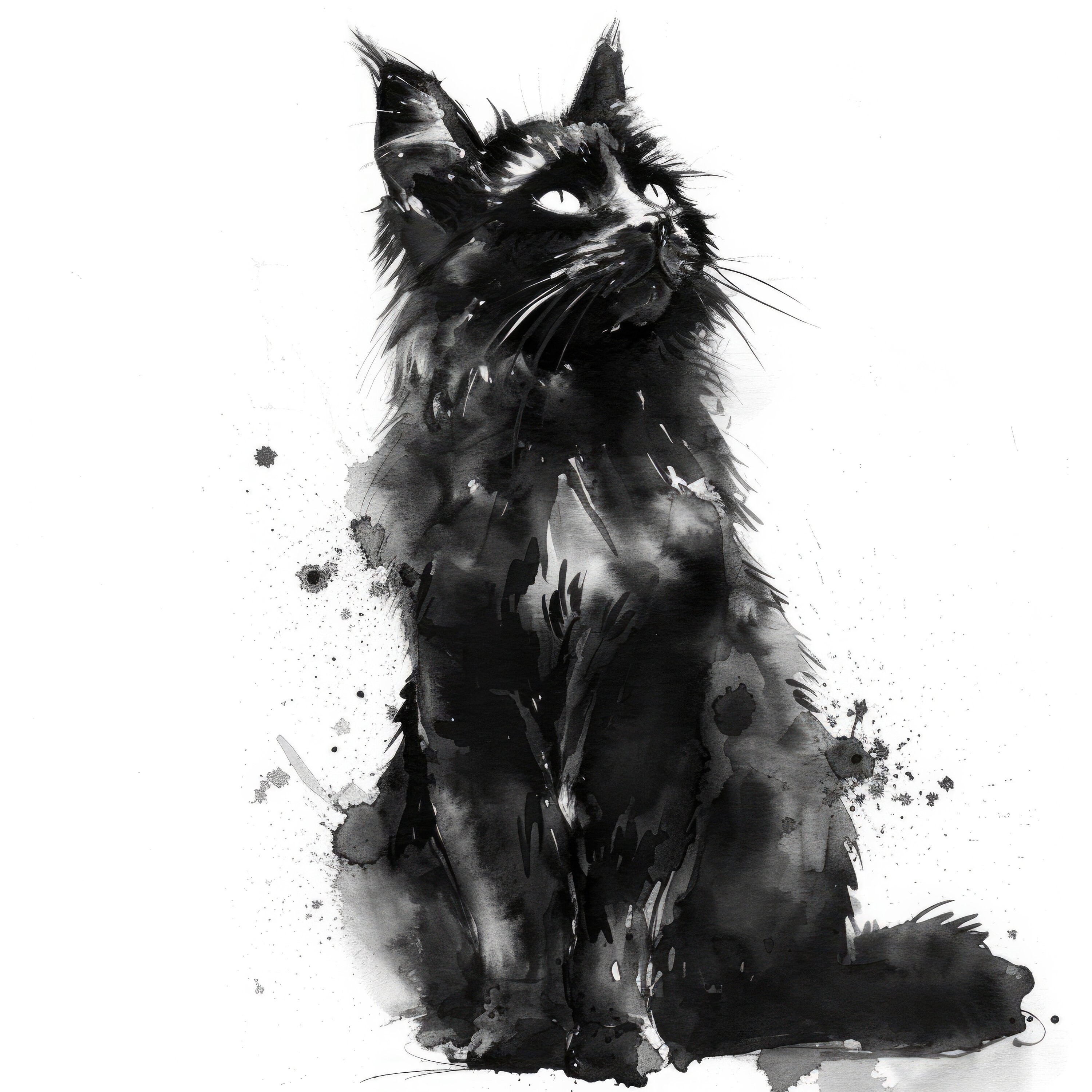 猫のクリップアート 白黒 | 26 の高品質 JPG - 水彩画、デジタル
