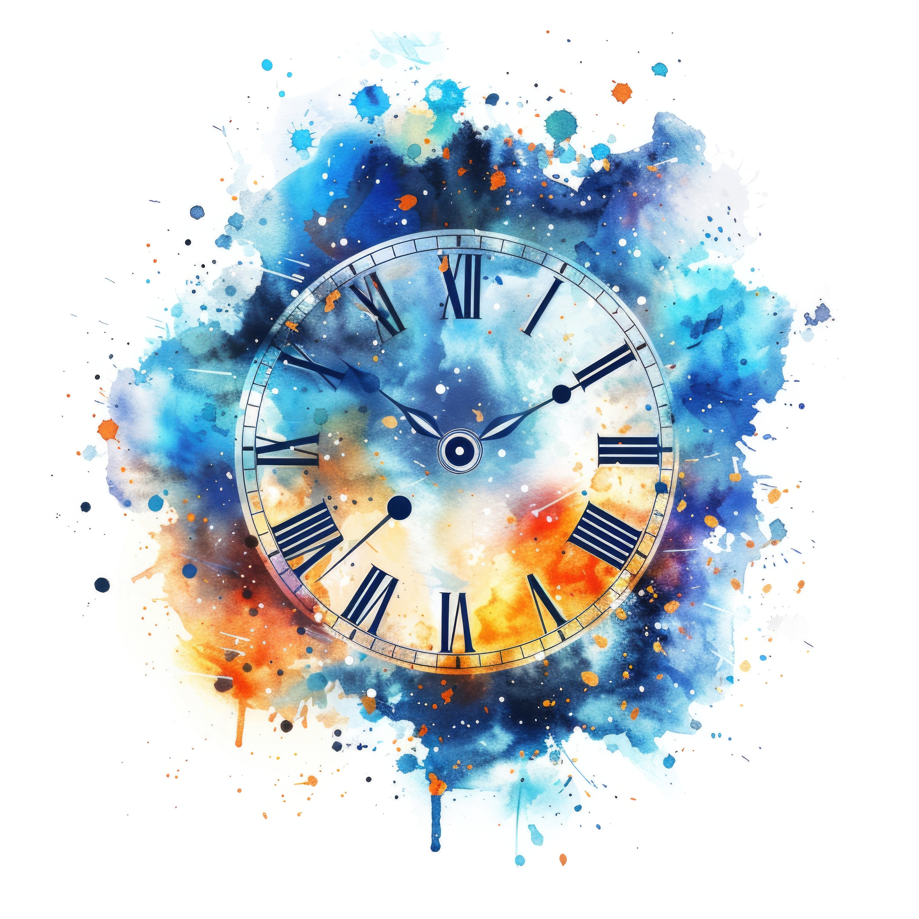 Clock Clipart Bundle: Vintage Clocks Watercolor Clipart, Steampunk ...