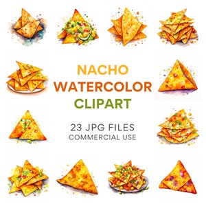 Nacho Clipart: Mexican Food Art, Burrito, Taco, Fiesta Clipart, Mexico Illustrations for Commercial Use, Watercolor Food JPG files