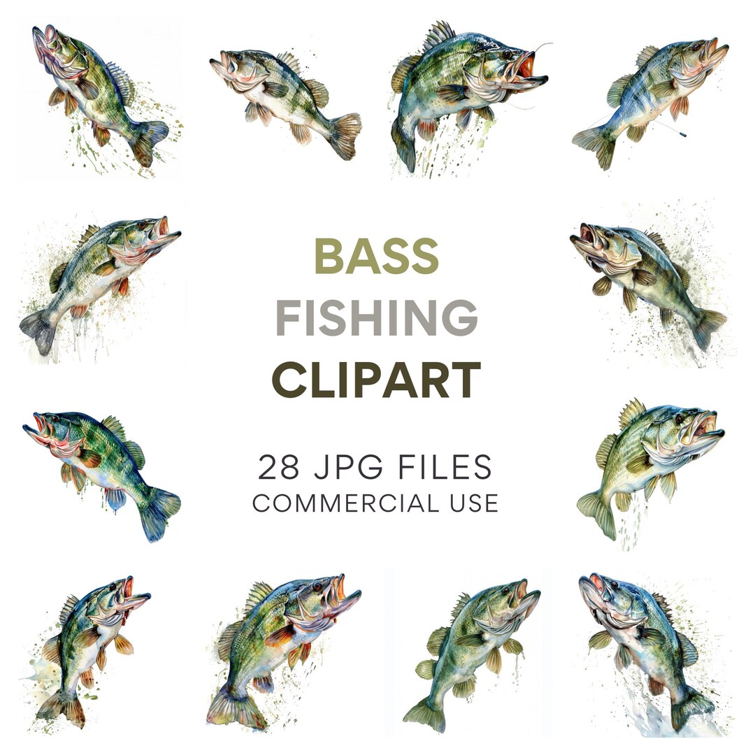 Bass Fishing Clipart Bundle, Ideal for Fishing Shirt Design, Perfect ...