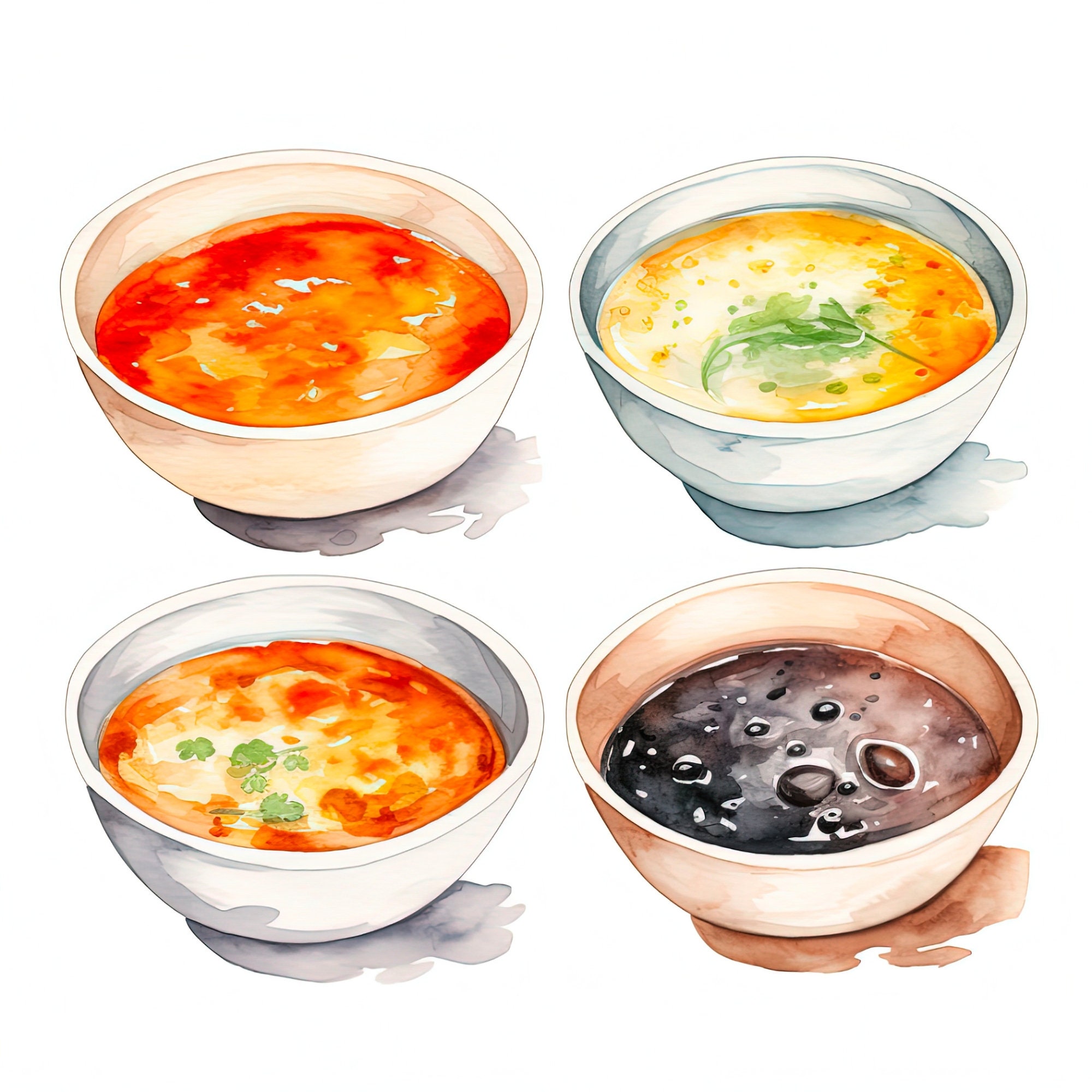 Soup Clipart Collection: Watercolor Food Clipart, Digital Download for