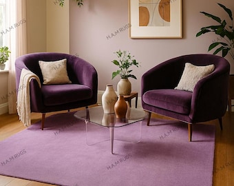 Lavender Purple Area Rug Modern Solid Purple Colour Carpet Plain Hand-Tufted Rug Minimalist Statement Rug for Living Room & Bedroom 8x10 Rug