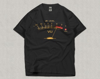 Volume VU Meter Vintage Audio Engineer Recording Studio Gear Head Musician Guitar Shirt Unisex Heavy Cotton T-shirt