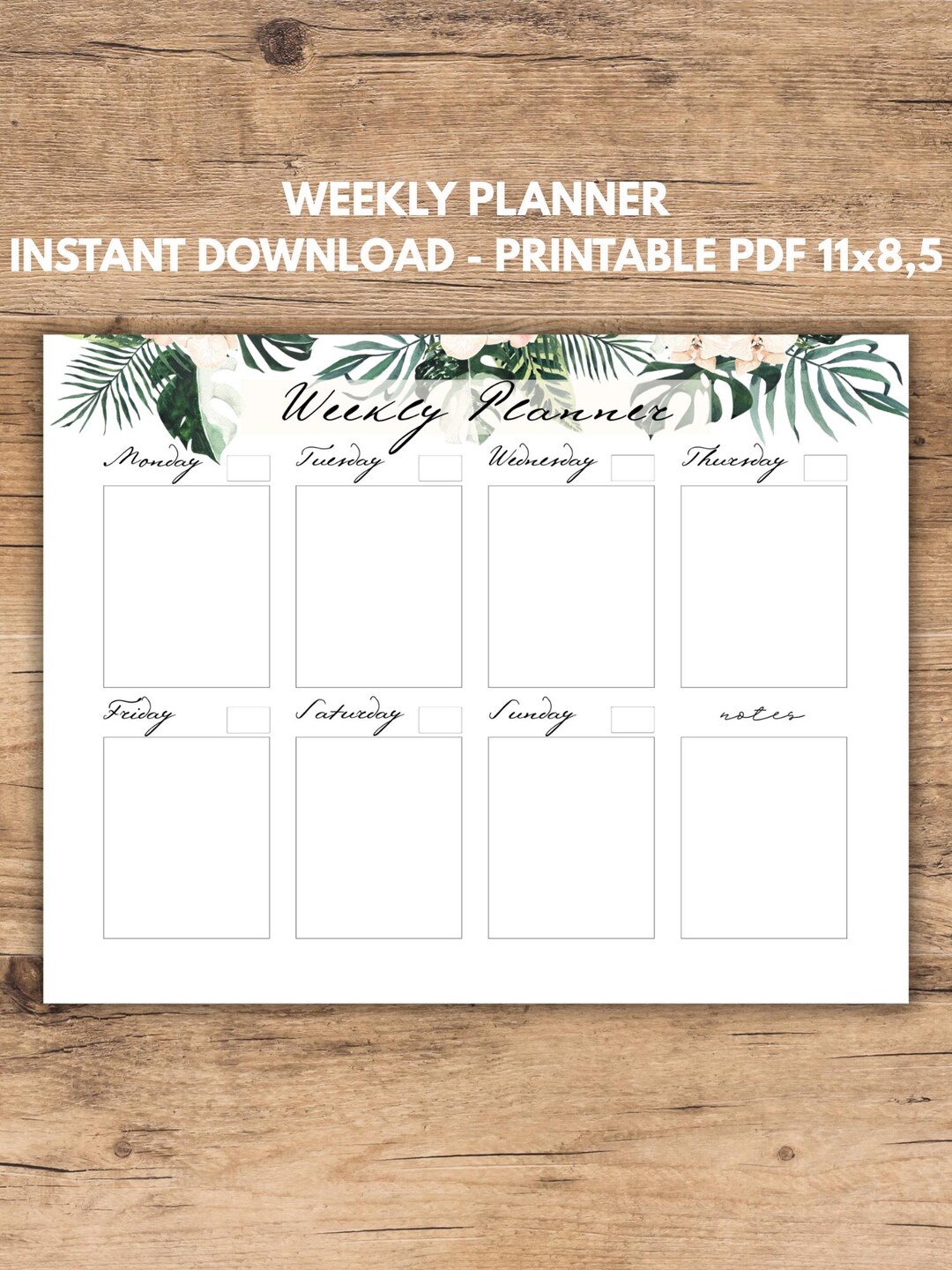 Weekly Planner to Do List Printable, Undated Floral Week Organiser Us ...