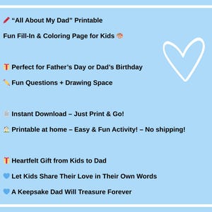 All About My Dad Questionnaire, Father's Day Gift (printable) - Etsy