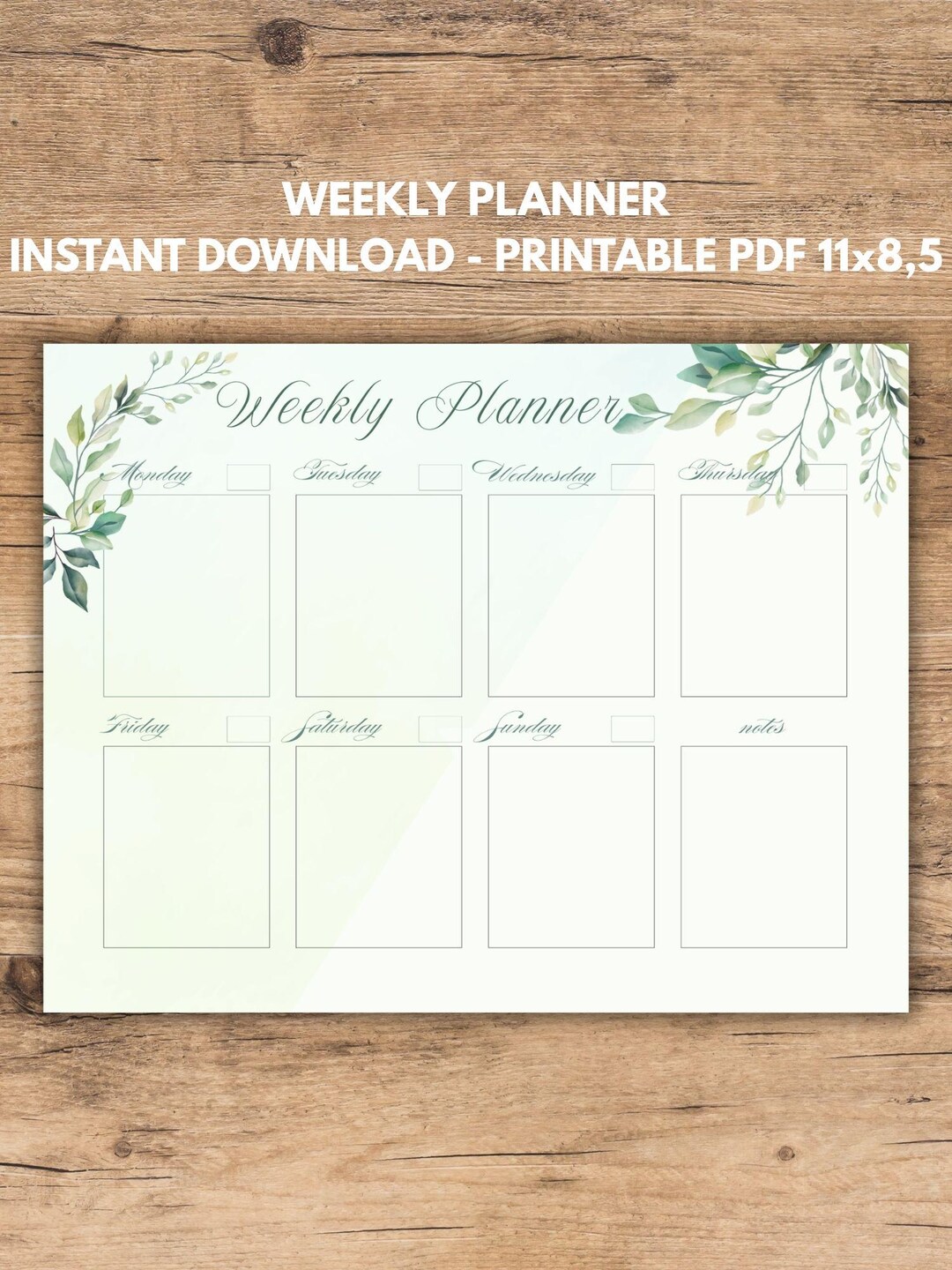 Weekly Planner Printable, Watercolor Botanical Undated to Do List - Etsy