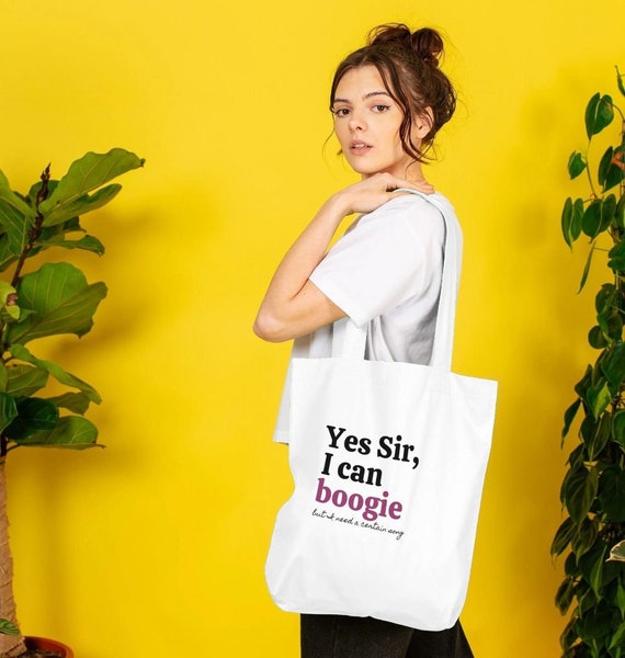 Yes Sir, I Can Boogie White Tote Bag, Eco-friendly Tote Bag, Etsy Tote Bags,  Mood Bringer Designs, - Etsy UK
