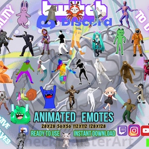 40 geanimeerde rave-emotes: Twitch, Discord, Stream, Dance (directe download), bundel met grappige bewegingen