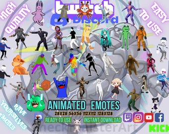 40 geanimeerde rave-emotes: Twitch, Discord, Stream, Dance (directe download), bundel met grappige bewegingen