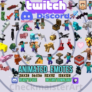 50 Animated Pixel Craft Emotes Bundle, Twitch Emotes, Discord Emotes, Pixel Emotes, Lovely Emotes, Funny Emotes, Streamer Emote, Transparent