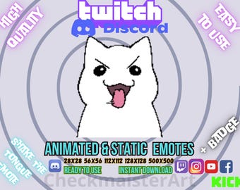 Animated Shake the Tongue Emote: Twitch/Discord/Kick Streamer Meme (Digital Download), Funny Cat Emotion