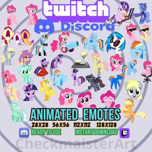 35 Animated Adorable Pony Emotes, Twitch Emote, YouTube Emote, Discord Emote, Cartoon Emote, Pretty Emote, Cute Unicorn Emotes, Horse Emotes