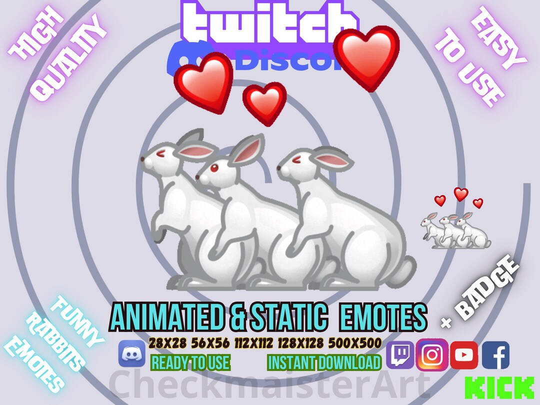 Funny Rabbits Emotes: Animated/static Emotes, Twitch/discord/youtube ...