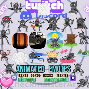 25 emoticonos animados de Ninja Invisible, emoticono de Twitch, memes de Discord, emoticonos de Shinoby Negro, emoticonos de Sombra, emoticonos de Streamer, paquete de stickers de Asesino