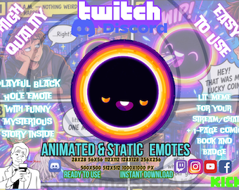 Speelse Twitch-emote met zwart gat | Grappige geanimeerde streamer-emote (digitale download, direct te gebruiken)