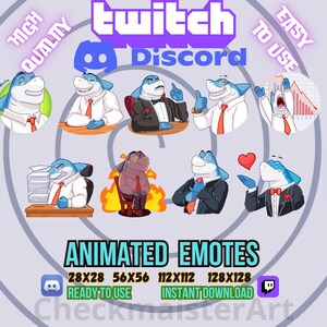 9 Animated Business Shark Emotes Bundle, Twitch Emotes, Discord Emotes, Lmao Emotes, Profession Emotes, Streamer Emotes, Day Job Emotes, Lit