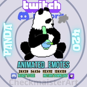 Emote de meme 420 animado, emoticones de Twitch, emoticones de Discord, emoticón lindo, emoticón de panda, emoticones divertidos, emoticones de streamer, emoticones de marihuana, emoticones de memes
