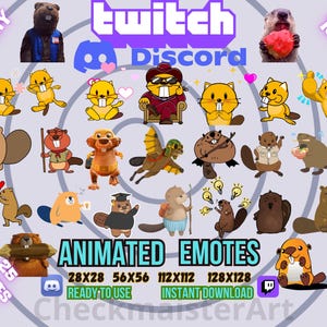 25 animowanych emotikonów małego bobra Twitch Gif, emotikony Discord Streamerzy Gracze Emotikony Urocze emotikony zwierząt z zębami Urocze naklejki ze stworzeniami Lul