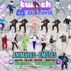 20 animowanych emotikonów Gabbers, emotikony Twitch, memy Discord, naklejki Streamers Rave Lit, emotikony Hardcore Techno, emotikony Gabber, emotikony Leg Dance