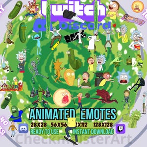 40 Emote R&M animate, Emote Twitch, Emote Discord, Emote Streamer e Gamer, Emote reali, Meme, Nuove Emote, Emote Hype, Gif Lit