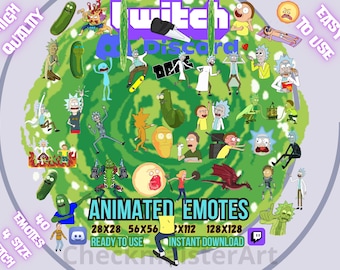 40 Animated R&M Emotes, Twitch Emotes, Discord Emotes, Streamers and Gamers Emotes, Actual Emotes, Memes, New Emotes, Hype Emotes, Lit Gifs