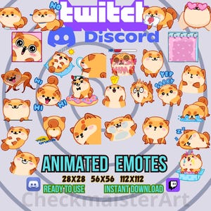 27 Animated Awesome Puppy Emotes, Twitch Emotes, Discord Emotes, Streamers and Gamers Emotes, Kawaii Demon Emotes, Chibi Emotes, Cute Dogs