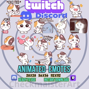 Animated Kitty Cat Emotes: Kawaii Twitch/Discord Streamer Vibe
