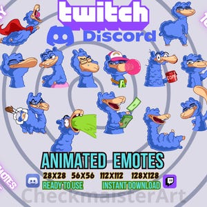 Animated Alpaca Twitch Emotes: Funny Llama Streamer Pack (Digital Download)