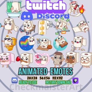 18 animierte lustige Toilettenpapier Emotes, Twitch Emotes, Discord Emotes, Kawaii Emotes, Quality Emotes, Animate Objekt Emotes, Streamer Emotes