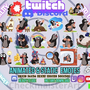 Animowane emotikony kreta, odznaki Twitch i Discord (do pobrania cyfrowego)