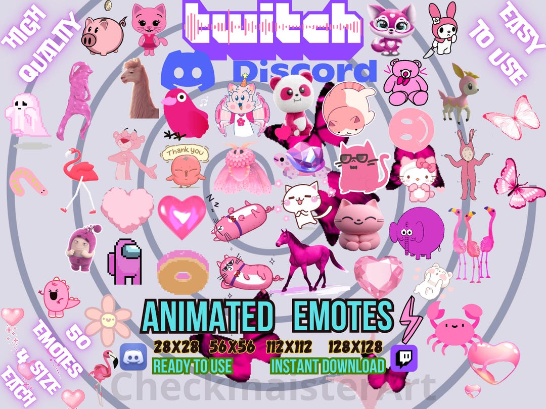 50 Pink Emotes Bundle | Twitch Emotes, Discord Emotes | Cute & Kawaii ...