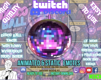 Disco Ball Emote | Twitch Emotes, Discord Emojis, Stream Memes, Funny Animated Stickers (Digital Download)