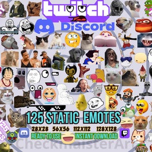 125 STATIC Meme Emotes, Twitch Emotes, Discord Emote, Lmao Emote, Zabawne emotikony, Streamer Emojis, Pakiet memów, Aktualny pakiet trendów Extra