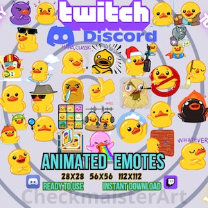30 種類のアニメーション付きかなりクールなアヒルのエモート パック 1、Twitch エモート、Discord エモート、ストリーマーとゲーマーのエモート、居心地の良い鳥のエモート、面白いアヒルのエモート