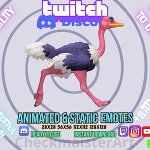 Animated Graceful Ostrich Emote: Twitch/Discord/Kick Streamer Meme (Digital Download), Camel Bird Emotion