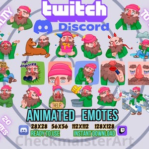 20 animowanych emotikonów Happy Vagabond, emotikony Twitch, emotikony Discord, emotikony Stream, emotikony Meme, zabawne emotikony, emotikony Tramp, emotikony Cześć i Żegnaj