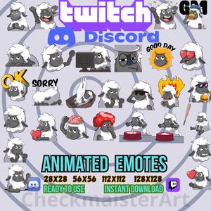 28 Animated Pretty Cool Sheep Emotes, Twitch Emotes, Discord Emotes, Lit Emotes, Kawaii Pet Emotes, Streamer Emotes, Meme Emotes, Animal Gif