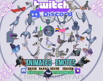 30 Animierte Taube Emotes: Twitch, Discord, Streamer (Digitaler Download)