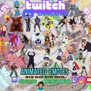 50 emoticon animate di meme anime: Twitch, Discord, Kick, YouTube (download digitale)