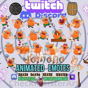 30 animowanych wielkich emotikonów wikingów, emotikony Twitch, memy Discord, gify Ragnarok, skandynawskie emotikony tematyczne, emotikony z czerwoną brodą, emotikony Walhalli